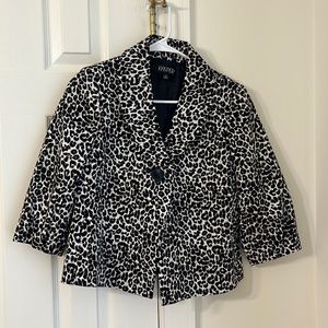 Kasper Petite Womens Blazer Tan Black Animal Print Size 2P